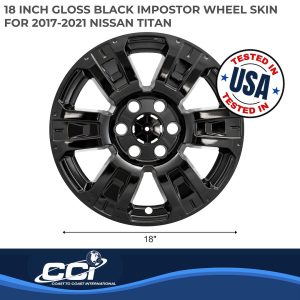 Coast to Coast Wheel Skin, Impostor ®, 18 Inch, 6 Spokes, Snap-On/Center Retention, Painted, Gloss Black, ABS Plastic, Set of 4 – IWCIMP403BLK
