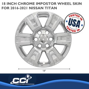 Coast to Coast Wheel Skin, Impostor ®, 18 Inch, 6 Spokes, Snap-On/Center Retention, Plated, Chrome, ABS Plastic, Set of 4 – IWCIMP403X