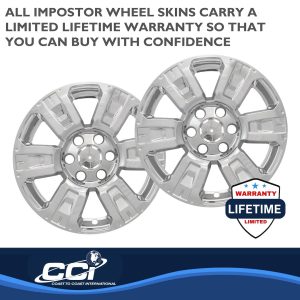 Coast to Coast Wheel Skin, Impostor ®, 18 Inch, 6 Spokes, Snap-On/Center Retention, Plated, Chrome, ABS Plastic, Set of 4 – IWCIMP403X