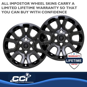 Coast to Coast Wheel Skin, Impostor ®, 18 Inch, 6 Double Spokes, Snap-On/Center Retention, Painted, Gloss Black, ABS Plastic, Set of 4 – IWCIMP404BLK