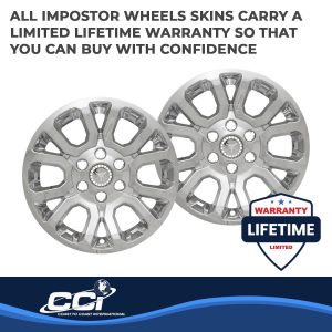 Coast to Coast Wheel Skin, Impostor ®, 18 Inch, 6 Double Spokes, Snap-On/Center Retention, Plated, Chrome, ABS Plastic, Set of 4 – IWCIMP404X
