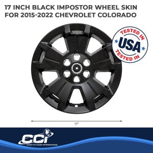 Coast to Coast Wheel Skin, Impostor ®, 17 Inch, 5 Spokes, Snap-On/Center Retention, Painted, Gloss Black, ABS Plastic, Set of 4 – IWCIMP405BLK