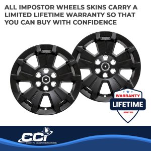 Coast to Coast Wheel Skin, Impostor ®, 17 Inch, 5 Spokes, Snap-On/Center Retention, Painted, Gloss Black, ABS Plastic, Set of 4 – IWCIMP405BLK