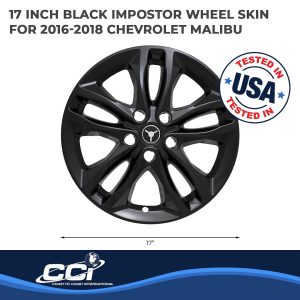 Coast to Coast Wheel Skin, Impostor ®, 17 Inch, 10 Spokes, Snap-On/Center Retention, Painted, Gloss Black, ABS Plastic, Set of 4 – IWCIMP406BLK