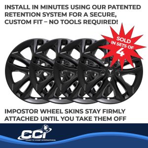 Coast to Coast Wheel Skin, Impostor ®, 17 Inch, 10 Spokes, Snap-On/Center Retention, Painted, Gloss Black, ABS Plastic, Set of 4 – IWCIMP406BLK