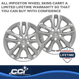 Coast to Coast Wheel Skin, Impostor ®, 17 Inch, 10 Spokes, Snap-On/Center Retention, Plated, Chrome, ABS Plastic, Set of 4 – IWCIMP406X