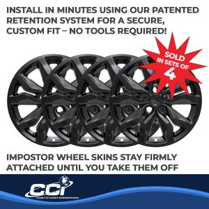 Coast to Coast Wheel Skin, Impostor ®, 18 Inch, 10 Spokes, Snap-On, Painted, Gloss Black, ABS Plastic, Set of 4 – IWCIMP407BLK