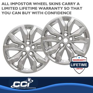 Coast to Coast Wheel Skin, Impostor ®, 18 Inch, 10 Spokes, Snap-On, Plated, Chrome, ABS Plastic, Set of 4 – IWCIMP407X
