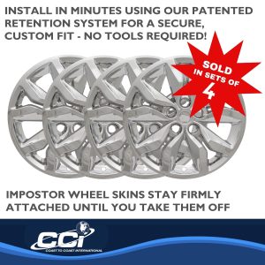 Coast to Coast Wheel Skin, Impostor ®, 18 Inch, 10 Spokes, Snap-On, Plated, Chrome, ABS Plastic, Set of 4 – IWCIMP407X