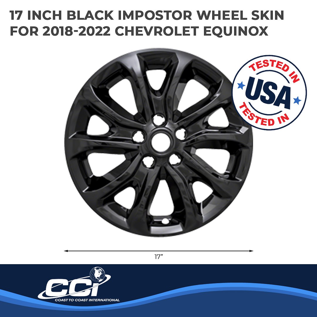Coast to Coast Wheel Skin, Impostor ®, 17 Inch, 5 V Spokes, Snap-On, Painted, Gloss Black, ABS Plastic, Set of 4 – IWCIMP409BLK