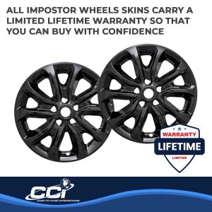 Coast to Coast Wheel Skin, Impostor ®, 17 Inch, 5 V Spokes, Snap-On, Painted, Gloss Black, ABS Plastic, Set of 4 – IWCIMP409BLK