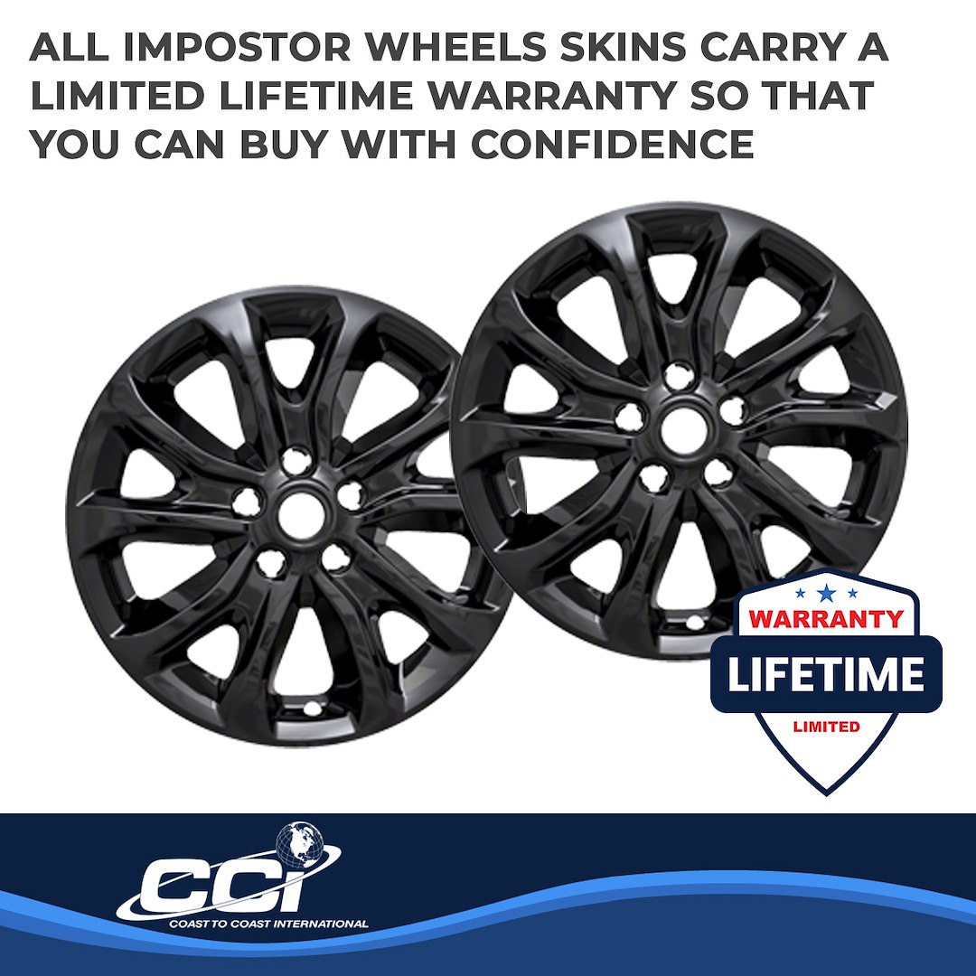 Coast to Coast Wheel Skin, Impostor ®, 17 Inch, 5 V Spokes, Snap-On, Painted, Gloss Black, ABS Plastic, Set of 4 – IWCIMP409BLK