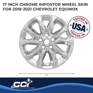 Coast to Coast Wheel Skin, Impostor ®, 17 Inch, 5 V Spokes, Snap-On, Plated, Chrome, ABS Plastic, Set of 4 – IWCIMP409X