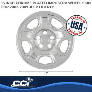 Coast to Coast Wheel Skin, Impostor ®, 16 Inch, 5 Raised Dimpled Spokes, Snap-On, Plated, Chrome, ABS Plastic, Set of 4 – IWCIMP40X