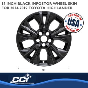 Coast to Coast Wheel Skin, Impostor ®, 18 Inch, 5 V Spokes, Snap-On, Painted, Gloss Black, ABS Plastic, Set of 4 – IWCIMP410BLK