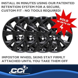 Coast to Coast Wheel Skin, Impostor ®, 18 Inch, 5 V Spokes, Snap-On, Painted, Gloss Black, ABS Plastic, Set of 4 – IWCIMP410BLK
