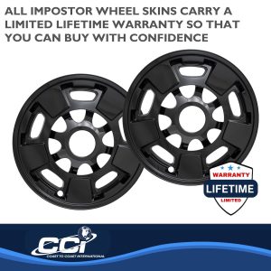 Coast to Coast Wheel Skin, Impostor ®, 17 Inch, 5 Spokes, Snap-On, Painted, Gloss Black, ABS Plastic, Set of 4 – IWCIMP411BLK
