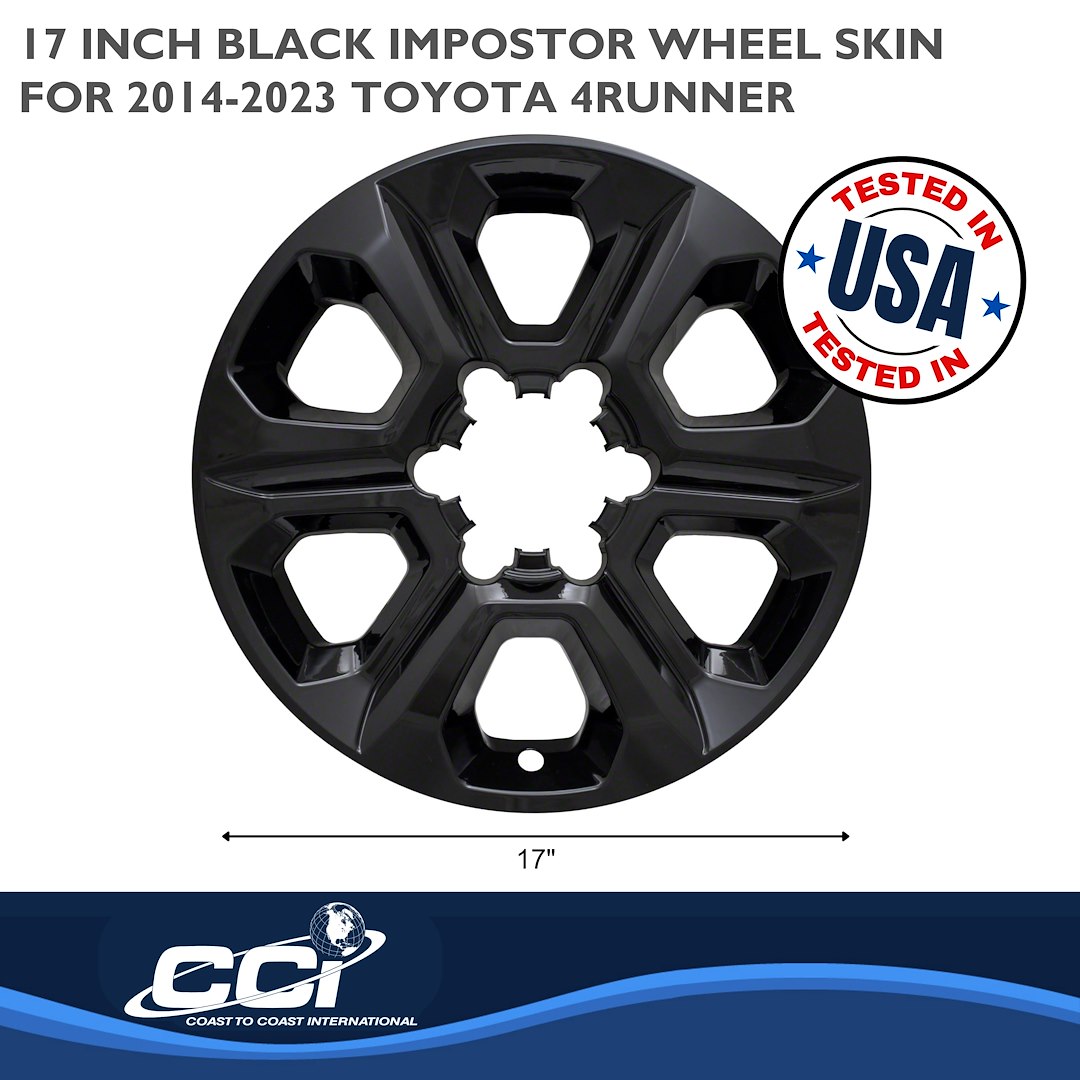 Coast to Coast Wheel Skin, Impostor ®, 17 Inch, 6 Spokes, Snap-On, Painted, Gloss Black, ABS Plastic, Set of 4 – IWCIMP413BLKN