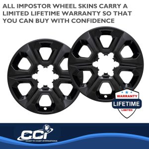 Coast to Coast Wheel Skin, Impostor ®, 17 Inch, 6 Spokes, Snap-On, Painted, Gloss Black, ABS Plastic, Set of 4 – IWCIMP413BLKN