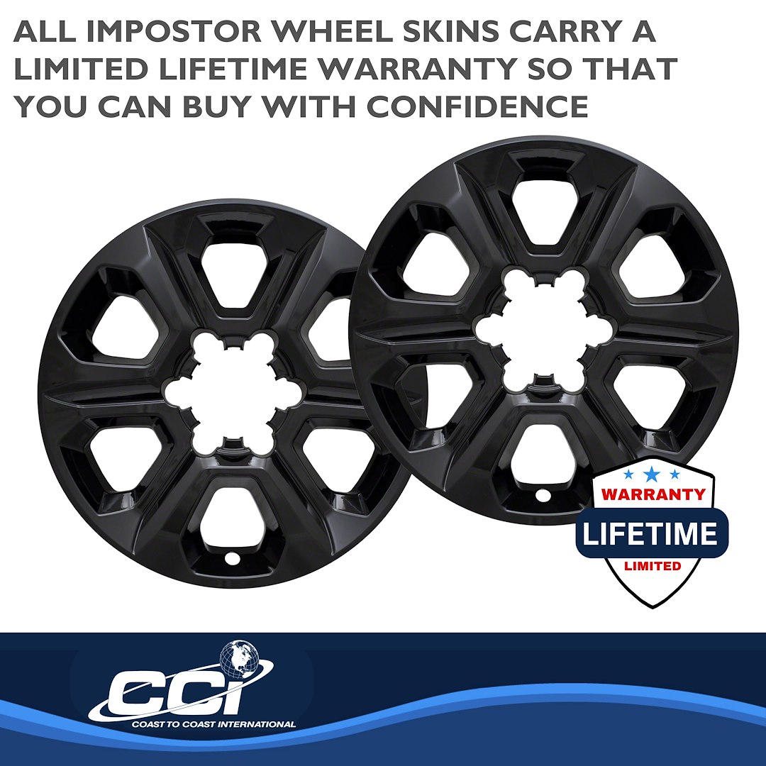 Coast to Coast Wheel Skin, Impostor ®, 17 Inch, 6 Spokes, Snap-On, Painted, Gloss Black, ABS Plastic, Set of 4 – IWCIMP413BLKN