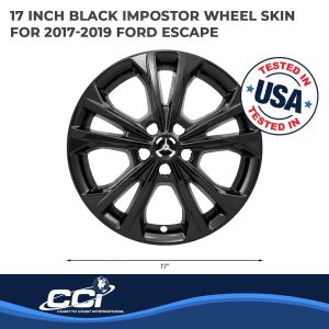 Coast to Coast Wheel Skin, Impostor ®, 17 Inch, 5 Double Spokes, Snap-On/Center Retention, Painted, Gloss Black, ABS Plastic, Set of 4 – IWCIMP414BLK