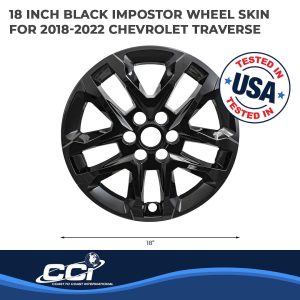 Coast to Coast Wheel Skin, Impostor ®, 18 Inch, 5 Split Spokes, Snap-On, Painted, Gloss Black, ABS Plastic, Set of 4 – IWCIMP416BLKN