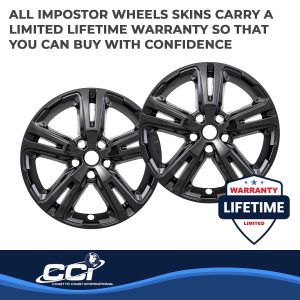 Coast to Coast Wheel Skin, Impostor ®, 17 Inch, 5 Double Spokes, Snap-On, Painted, Gloss Black, ABS Plastic, Set of 4 – IWCIMP417BLK