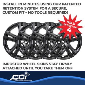 Coast to Coast Wheel Skin, Impostor ®, 17 Inch, 5 Double Spokes, Snap-On, Painted, Gloss Black, ABS Plastic, Set of 4 – IWCIMP417BLK