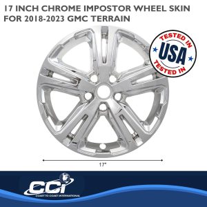 Coast to Coast Wheel Skin, Impostor ®, 17 Inch, 5 Double Spokes, Snap-On, Plated, Chrome, ABS Plastic, Set of 4 – IWCIMP417X