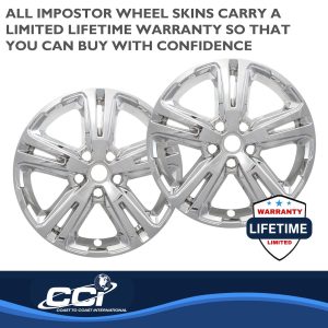 Coast to Coast Wheel Skin, Impostor ®, 17 Inch, 5 Double Spokes, Snap-On, Plated, Chrome, ABS Plastic, Set of 4 – IWCIMP417X