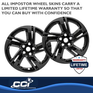 Coast to Coast Wheel Skin, Impostor ®, 18 Inch, 5 Spokes, Snap-On, Painted, Gloss Black, ABS Plastic, Set of 4 – IWCIMP418BLK