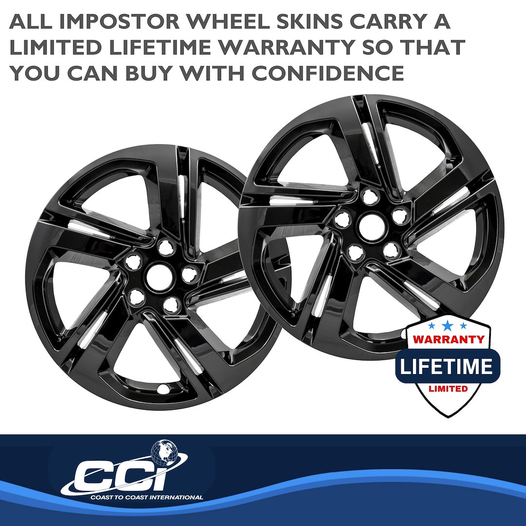 Coast to Coast Wheel Skin, Impostor ®, 18 Inch, 5 Spokes, Snap-On, Painted, Gloss Black, ABS Plastic, Set of 4 – IWCIMP418BLK
