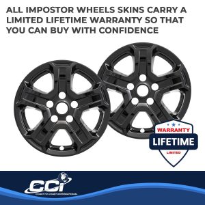 Coast to Coast Wheel Skin, Impostor ®, 17 Inch, 5 Spokes, Snap-On, Painted, Gloss Black, ABS Plastic, Set of 4 – IWCIMP420BLK