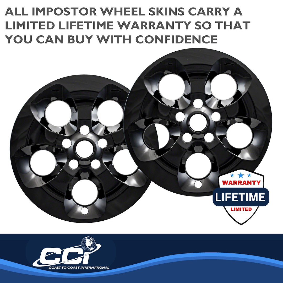 Coast to Coast Wheel Skin, Impostor ®, 18 Inch, 5 Spokes, Snap-On, Painted, Gloss Black, ABS Plastic, Set of 4 – IMP421BLK