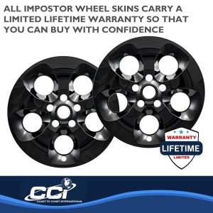 Coast to Coast Wheel Skin, Impostor ®, 18 Inch, 5 Spokes, Snap-On, Painted, Gloss Black, ABS Plastic, Set of 4 – IMP421BLK
