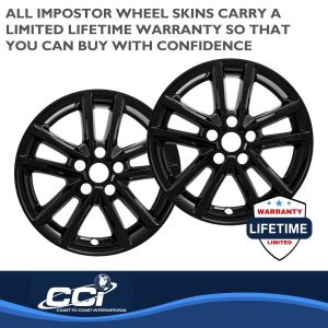Coast to Coast Wheel Skin, Impostor ®, 16 Inch, 10 Spokes, Snap-On, Painted, Gloss Black, ABS Plastic, Set of 4 – IWCIMP423BLK