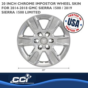 Coast to Coast Wheel Skin, Impostor ®, 20 Inch, 6 Spokes, Snap-On/Center Retention, Plated, Chrome, ABS Plastic, Set of 4 – IMP426X
