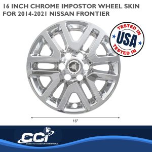 Coast to Coast Wheel Skin, Impostor ®, 16 Inch, 6 Split Spokes, Snap-On/Center Retention, Plated, Chrome, ABS Plastic, Set of 4 – IWCIMP427X