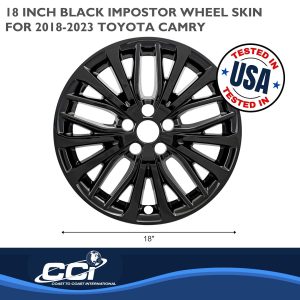 Coast to Coast Wheel Skin, Impostor ®, 18 Inch, 10 Split Spokes, Snap-On, Painted, Gloss Black, ABS Plastic, Set of 4 – IWCIMP428BLK