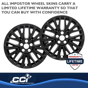 Coast to Coast Wheel Skin, Impostor ®, 18 Inch, 10 Split Spokes, Snap-On, Painted, Gloss Black, ABS Plastic, Set of 4 – IWCIMP428BLK
