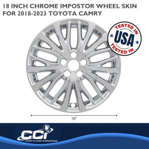 Coast to Coast Wheel Skin, Impostor ®, 18 Inch, 10 Split Spokes, Snap-On, Plated, Chrome, ABS Plastic, Set of 4 – IWCIMP428X