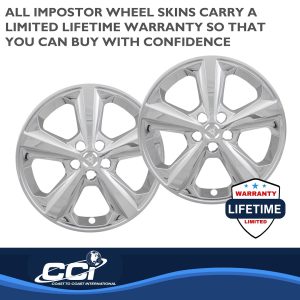 Coast to Coast Wheel Skin, Impostor ®, 18 Inch, 5 Spokes, Snap-On/Center Retention, Plated, Chrome, ABS Plastic, Set of 4 – IMP429X
