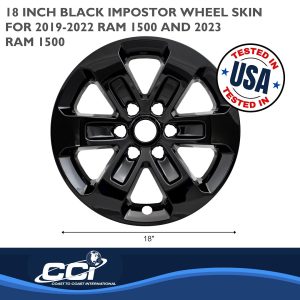 Coast to Coast Wheel Skin, Impostor ®, 18 Inch, 6 Spokes, Snap-On, Painted, Gloss Black, ABS Plastic, Set of 4 – IWCIMP431BLK