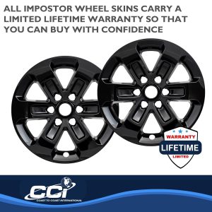 Coast to Coast Wheel Skin, Impostor ®, 18 Inch, 6 Spokes, Snap-On, Painted, Gloss Black, ABS Plastic, Set of 4 – IWCIMP431BLK