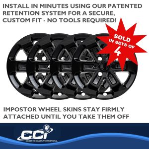 Coast to Coast Wheel Skin, Impostor ®, 18 Inch, 6 Spokes, Snap-On, Painted, Gloss Black, ABS Plastic, Set of 4 – IWCIMP431BLK