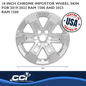 Coast to Coast Wheel Skin, Impostor ®, 18 Inch, 6 Spokes, Snap-On, Plated, Chrome, ABS Plastic, Set of 4 – IWCIMP431X