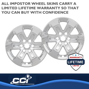 Coast to Coast Wheel Skin, Impostor ®, 18 Inch, 6 Spokes, Snap-On, Plated, Chrome, ABS Plastic, Set of 4 – IWCIMP431X