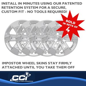 Coast to Coast Wheel Skin, Impostor ®, 18 Inch, 6 Spokes, Snap-On, Plated, Chrome, ABS Plastic, Set of 4 – IWCIMP431X