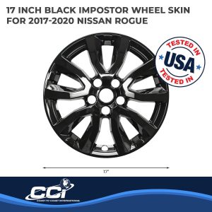 Coast to Coast Wheel Skin, Impostor ®, 17 Inch, 5 V Spokes, Snap-On, Painted, Gloss Black, ABS Plastic, Set of 4 – IWCIMP433BLK