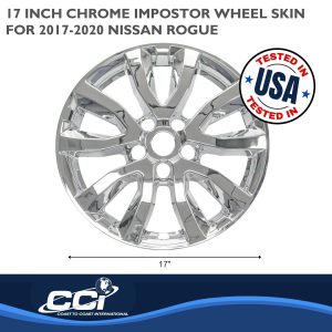Coast to Coast Wheel Skin, Impostor ®, 17 Inch, 5 V Spokes, Snap-On, Plated, Chrome, ABS Plastic, Set of 4 – IWCIMP433X